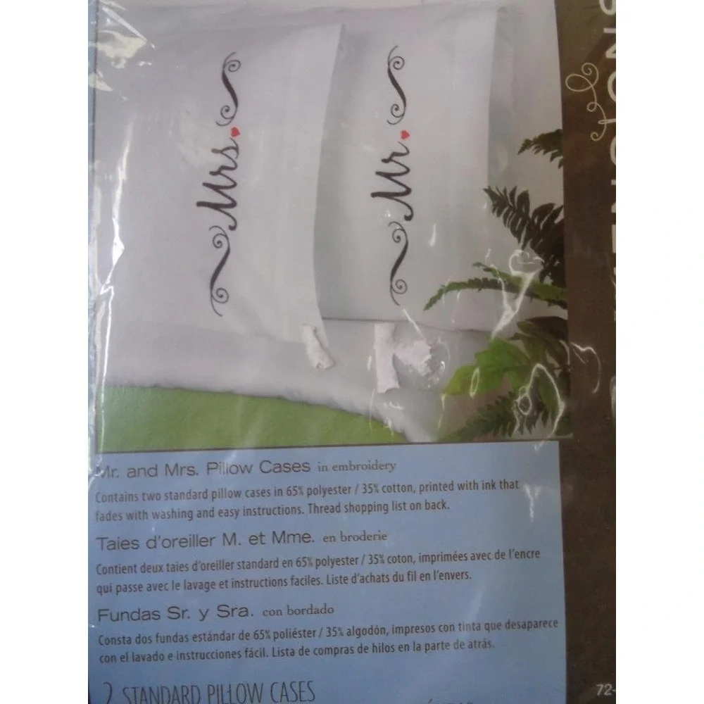 Dimensions Mr. & Mrs. Pillow Cases Embroidery Set Kit